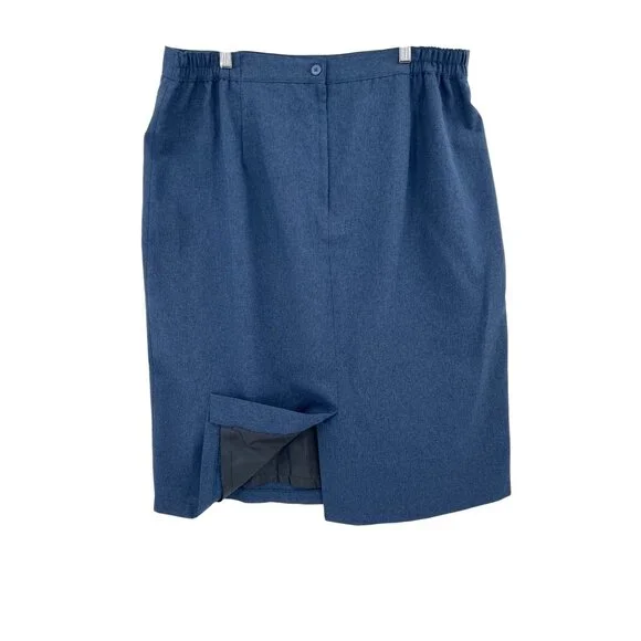 Navy Pencil Skirt 20W Sag Harbor Suits Blue Elastic Waist Office Vintage Modest - Picture 3 of 8